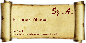 Sztanek Ahmed névjegykártya